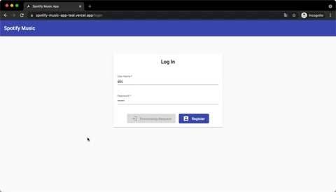 spotify music listening app front page